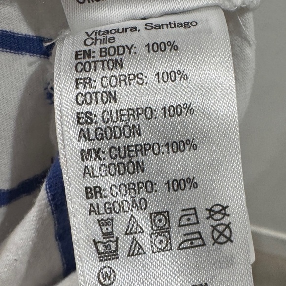 Quiksilver Striped Cropped Crewneck Surf Beach White Blue Pink T-Shirt Large - Picture 13 of 13